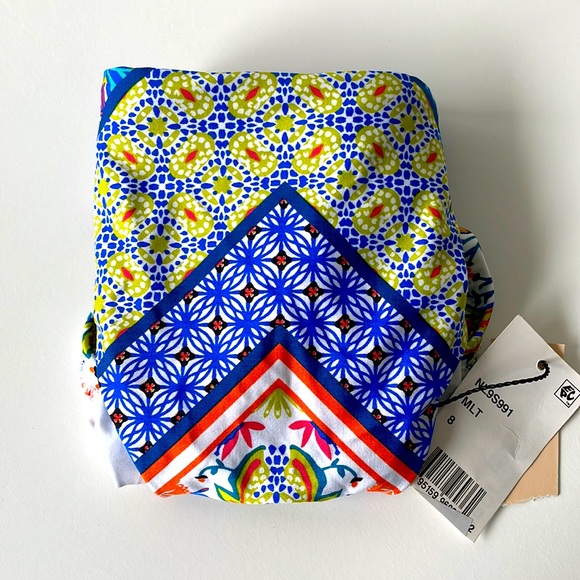 NWT Nanette Lepore patchwork bikini bottoms 8 siren tanga vivid blue orange lime - Picture 10 of 11